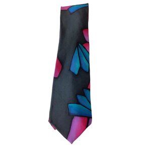 Robert Daskal 100% silk men's Necktie Tie  hand Painted Abstract